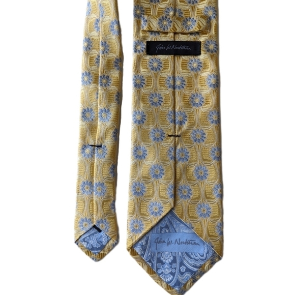 Jacquard John W. Nordstrom Silk Jacquard Floral Tie Yellow Gold Blue - Picture 6 of 6